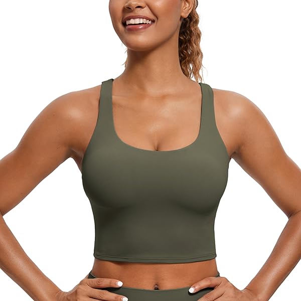 CRZ YOGA Butterluxe Womens V Neck Longline Sports Bra - U Back